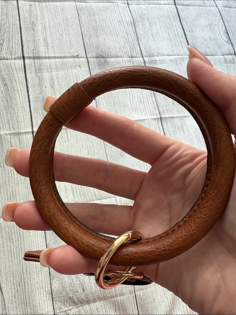 Brown Leather Wristlet Cardholder Keyring